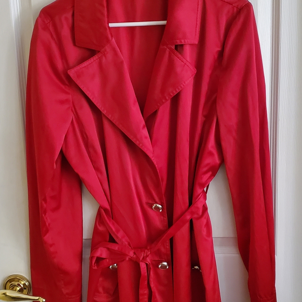 Dana Buchman Vibrant Red Trench Coat